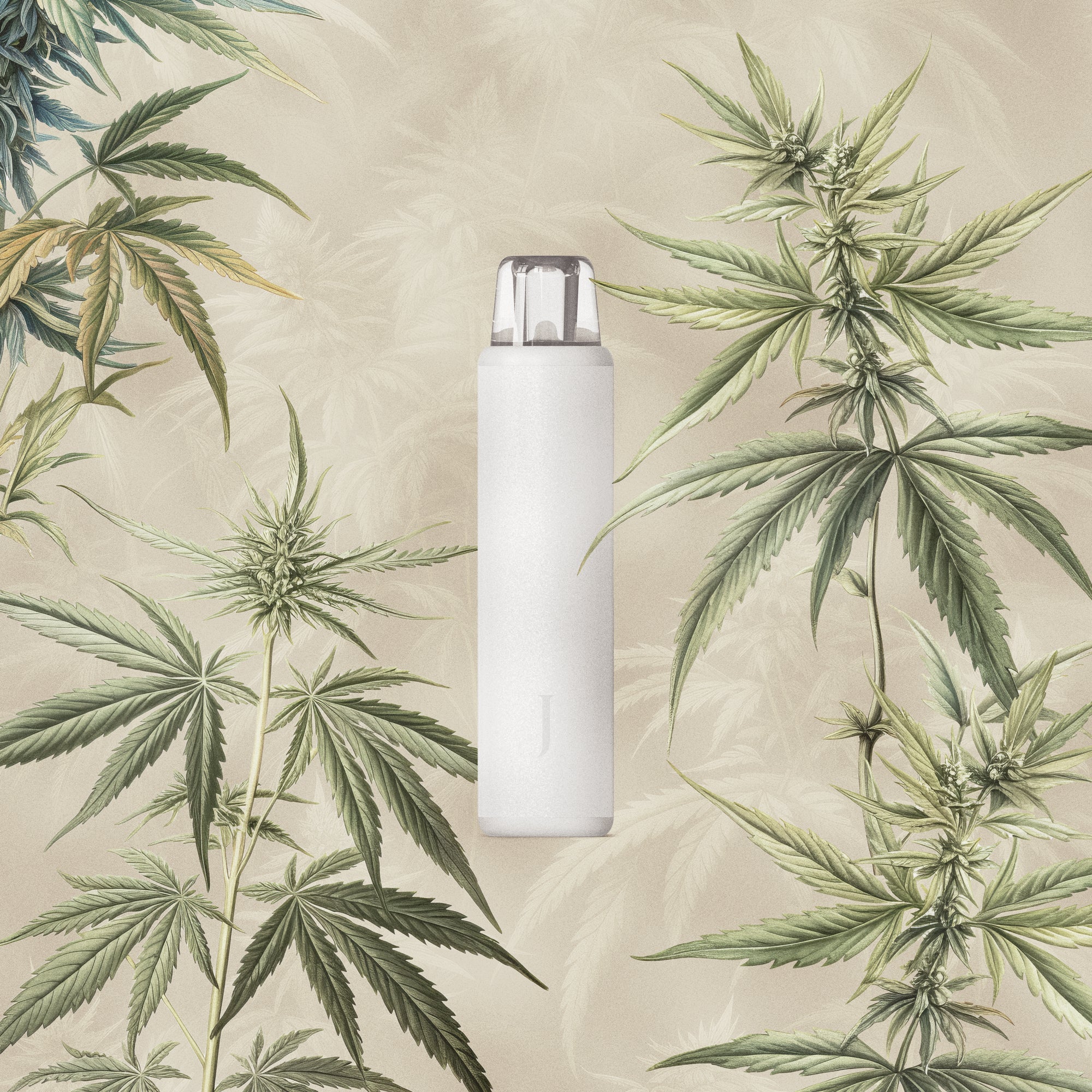 Juana Maui Wowie All-in-One Cannabis Vape Pen with Marijuana Leaves Botanical Illustrations